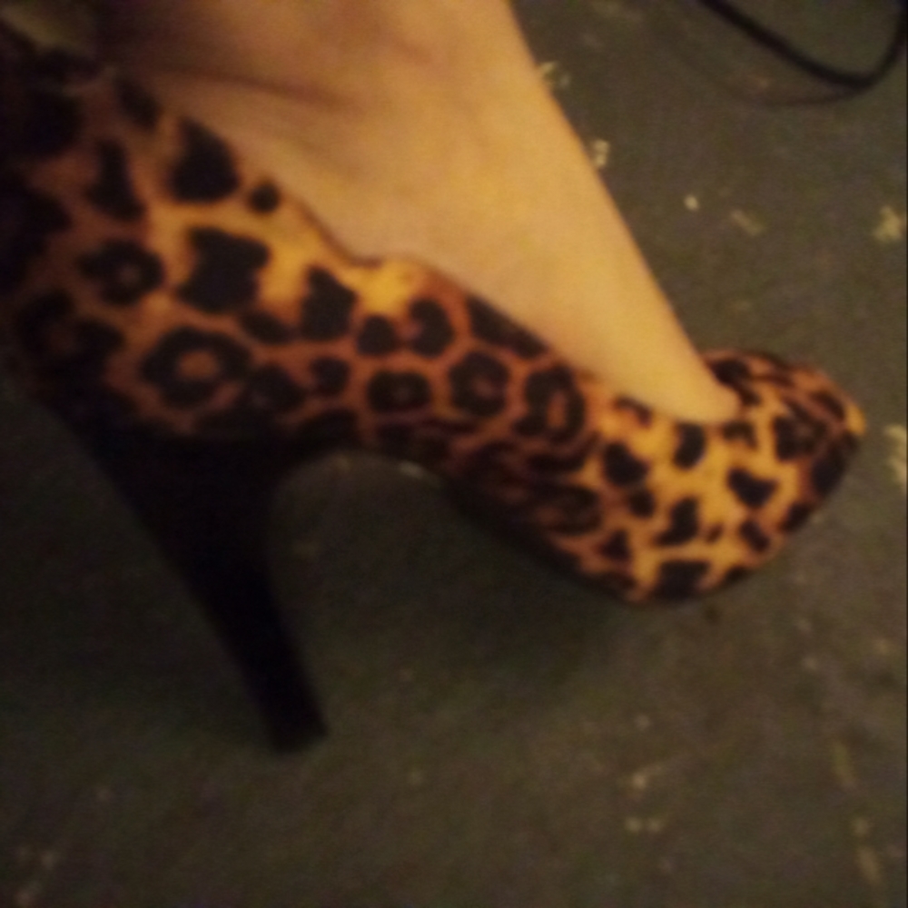 Nine West open toe cheetah high heels